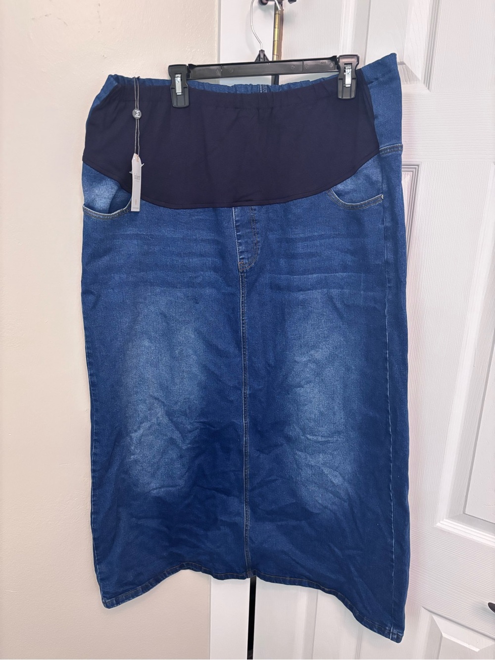 Size 18 Stretch Waist Denim Maternity Skirt - Blue